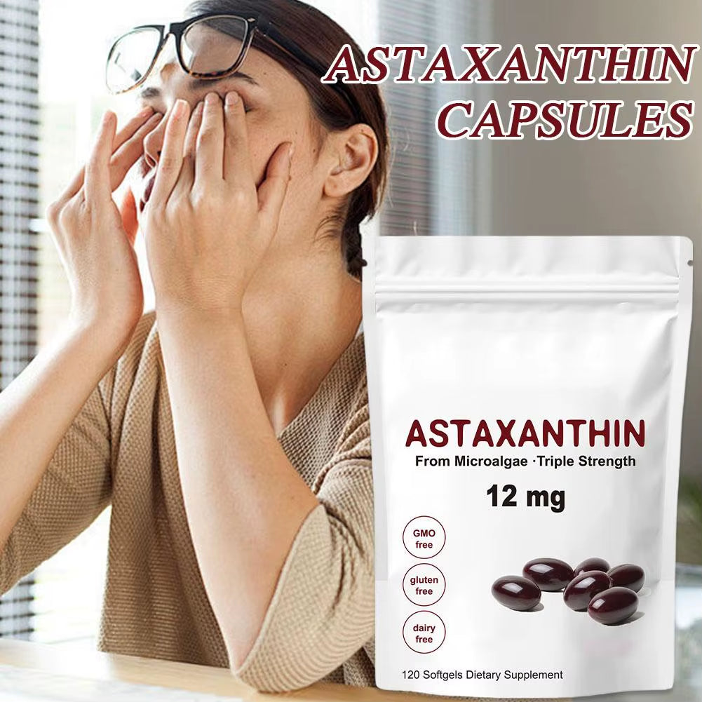 12Mg Natural Astaxanthin Antioxidant Capsules 120 Capsules Promotes Metabolism Improve Eye Skin Health Antioxidant Supplement